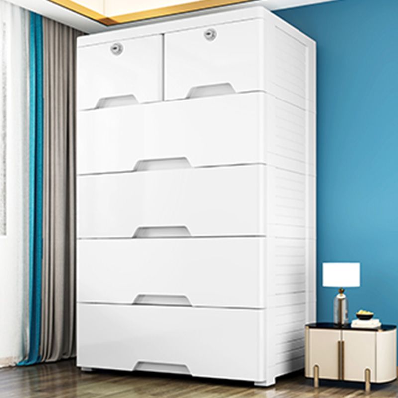 Rectangular Plastic Wardrobe Teen Style Simple White Bedroom Storage Cabinet