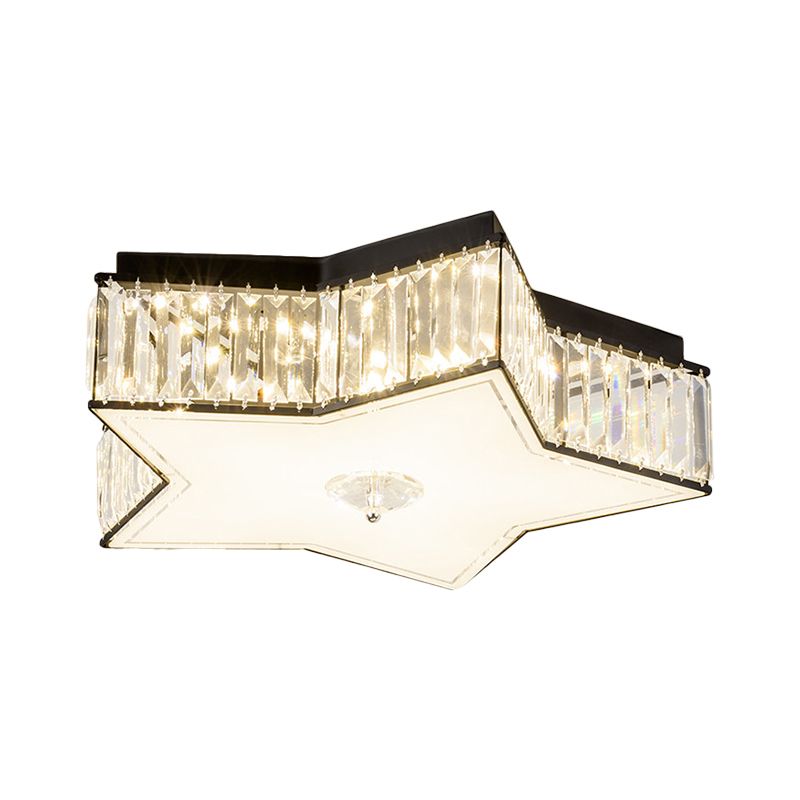 16"/19.5" Width Crystal Clear Flush Ceiling Light Star LED Modern Flush Mount Fixture for Living Room