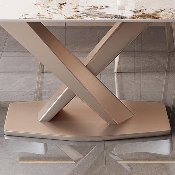 Glam Style Rectangle Table Set 1/2/5/7 Pieces Dining Set with Metal Legs for Home Use