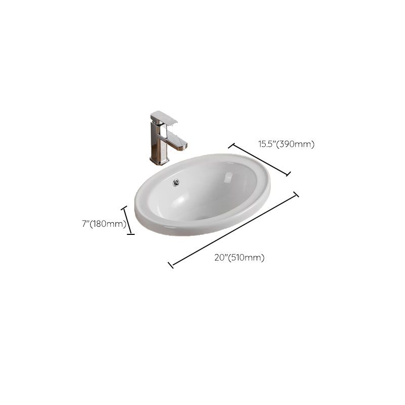 Contemporary Bathroom Sink with Pop-Up Drain Porcelain Oval-Shape Undermount Bathroom Sink