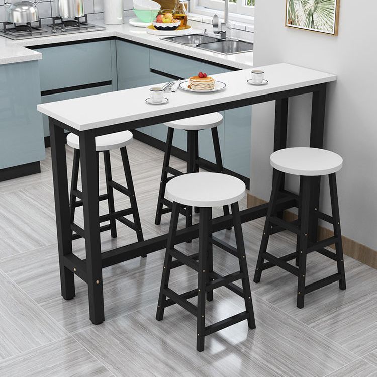 Modern Wood Counter Table Rectangle Top Trestle Base Bar Table