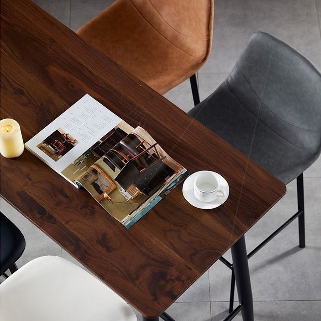 Scandinavian Restaurant Leather Stool Matte Finish Footrest Barstool