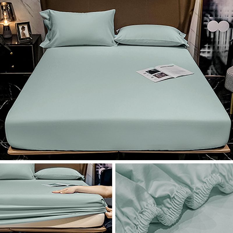 Solid Color Sheet Sateen Weave 1 Piece Breathable Soft Fitted Sheet