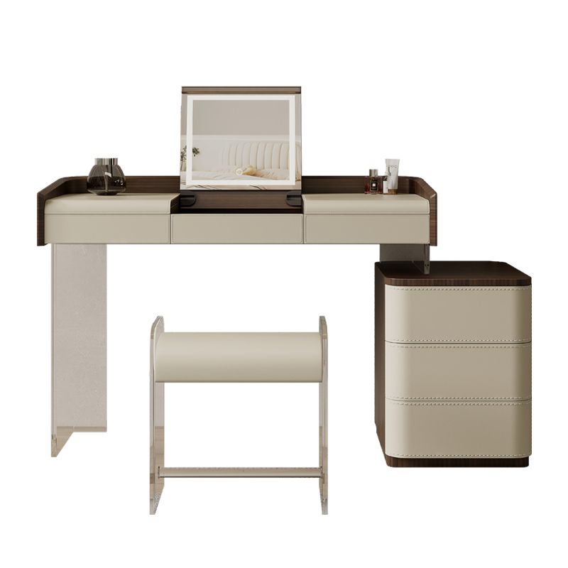 Flip-Top Make-up Vanity Wood Vanity Dressing Table with 5 Storage Drawers
