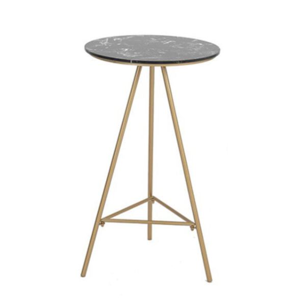 1/3 Pieces Glam Iron Bar Table Set Round Bistro Set with White Faux Marble Top