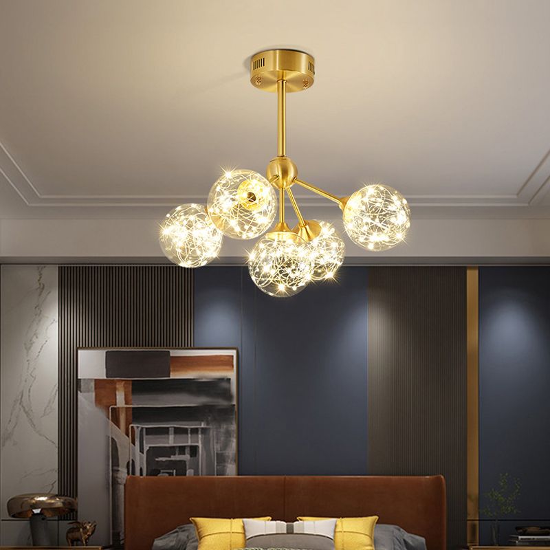Spherical Branch Hanging Lights Modern Style Glass Hanging Lighting for Bedroom