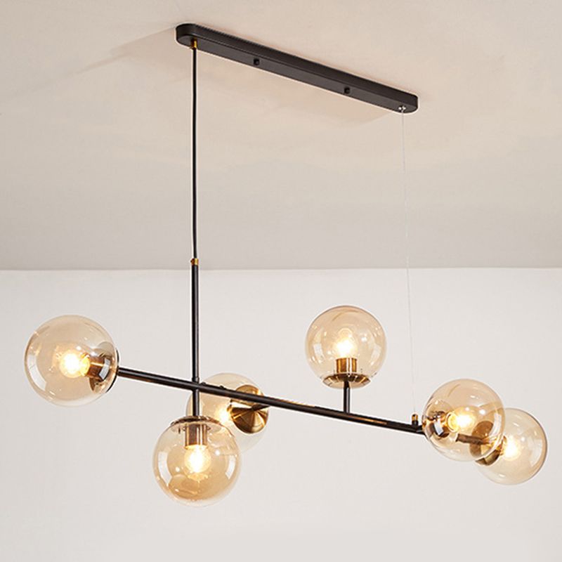 Modern Island Light Multi Lights Island Hanging Light with Glass Shade for Living Room
