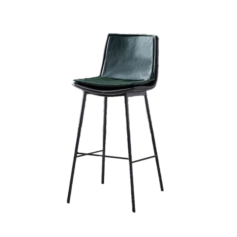 Contemporary Style Low Back Leather Armless Bar Stool with Metal Legs
