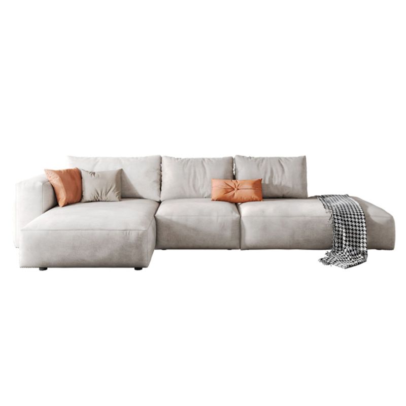 Nordic Pillows Living Room Faux Leather Stationary Square Arm Sofa Chaise