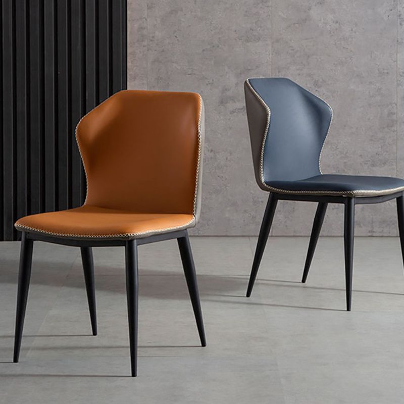 Industrial Wingback Side Chair Faux Leather Armless Dining Chairs