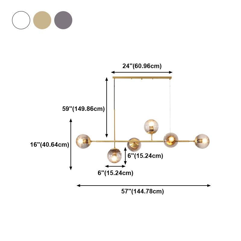 Nordic Glass Island Light Gold Globe 6 Lichter Island Anhänger für Wohnzimmer