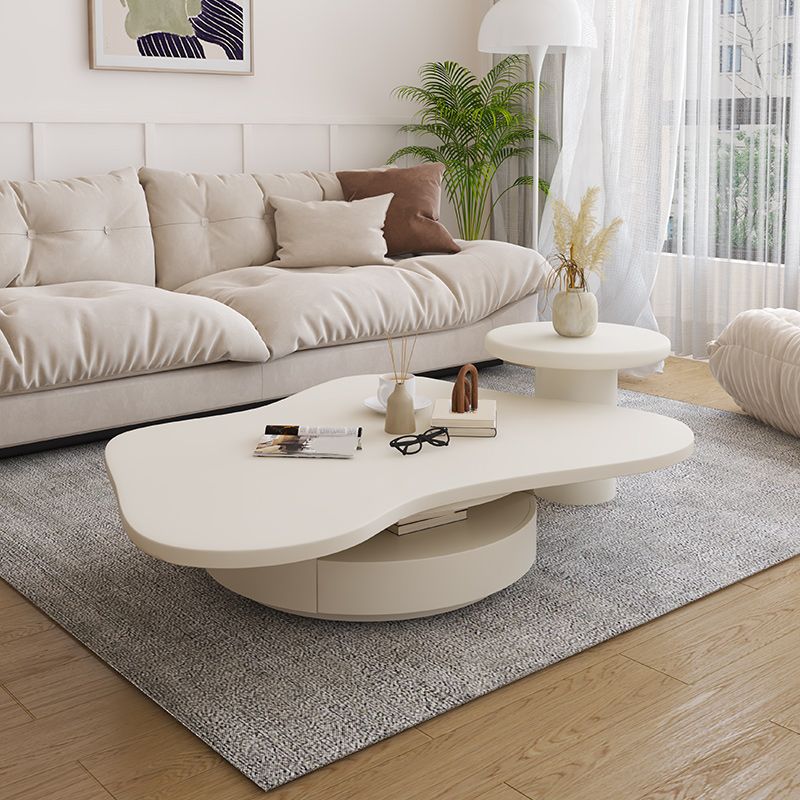 31" Wide Contemporary Coffee Table White Coffee Cocktail Table with Storage