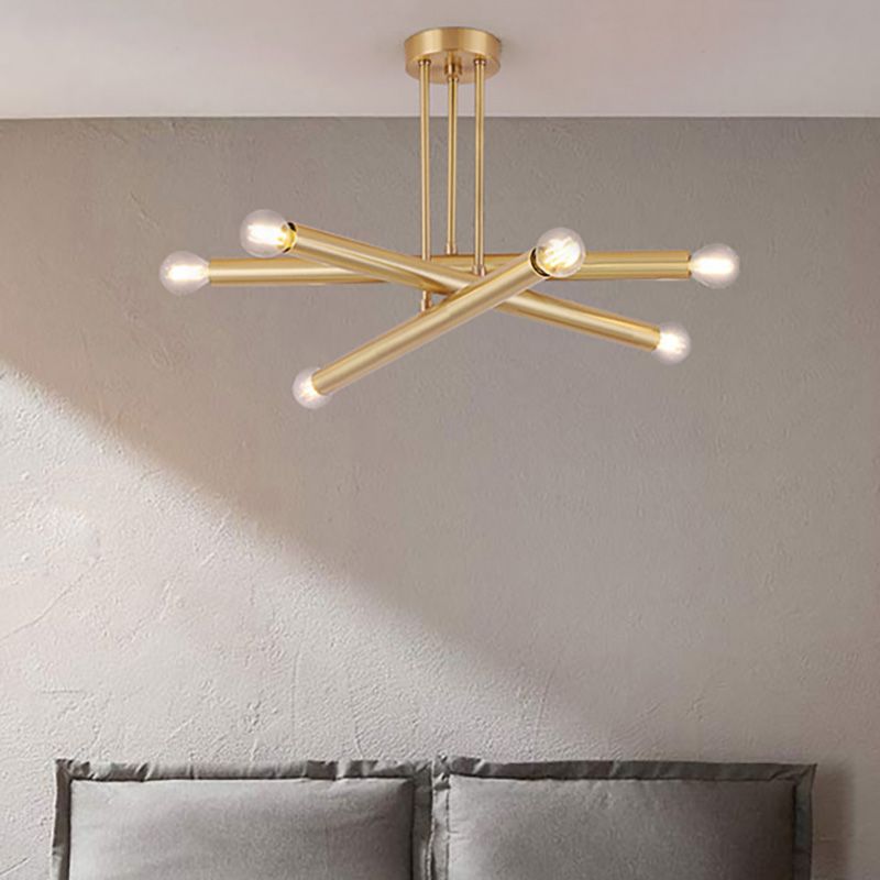 Lineal de la lámpara colgante de dormitorio metal múltiples luces múltiples techo modernista lámpara colgada en oro