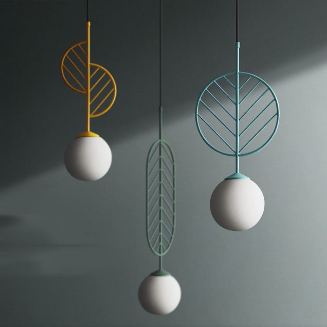 Créatif 1-Light Plafond pendentif feuille de verre clair lampe suspendue pour la salle à manger