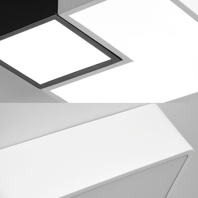 Metal Square Flush Mount Lighting Simple LED White Ceiling Light Fixture for Living Room in Warm/White, 11"/15‚Äù/19" Wide