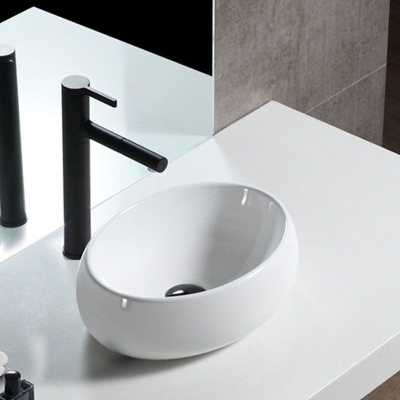 Bathroom Ceramic Sink Round Rod Handle Anti-spill Modern Faucet Sink