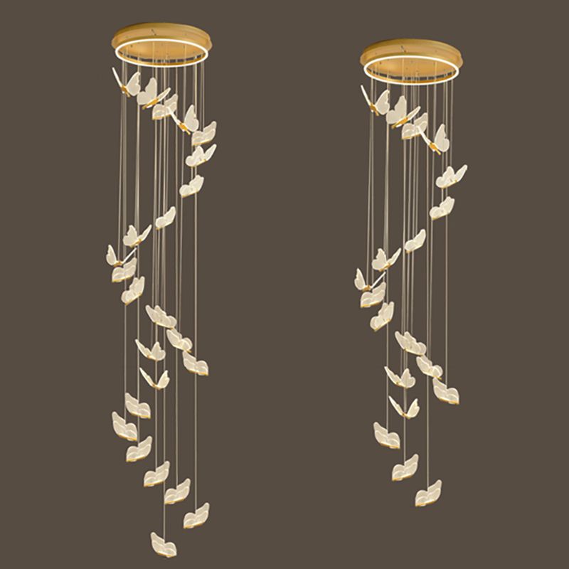 Multi-Light Butterfly Pendant Modern Metal and Acrylic Shade Cluster Pendant Light for Living Room