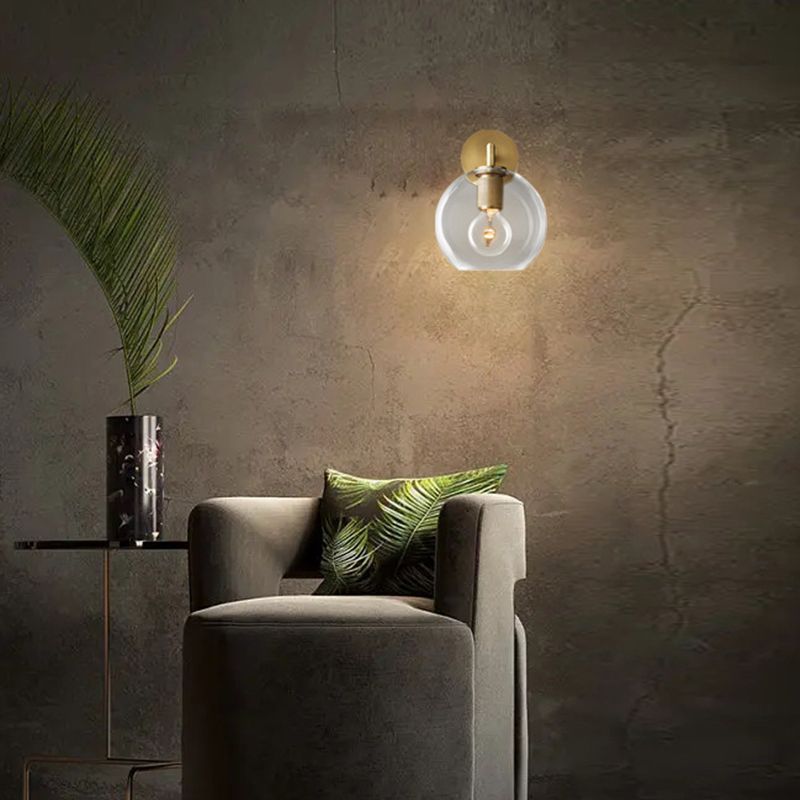 Minimalist Wall Light Fixture Modern Wall Light Sconce with Glass Shade for Bedroom