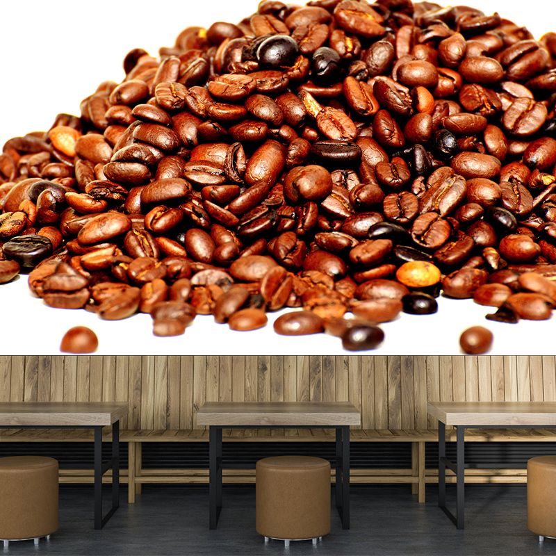 Customized Photography Coffee Beans Mural Mildew Resistant Wallpaper for Coffee Shop