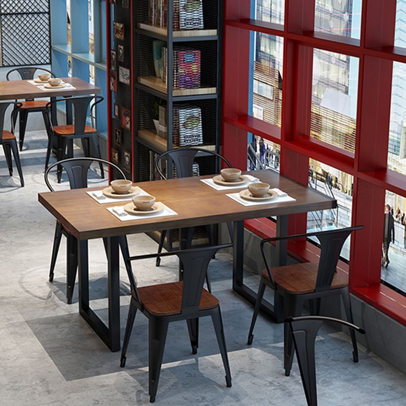 Brown Solid Wood Furniture with Chairs 1/2/3/5 Pcs Industrial Dinette Set