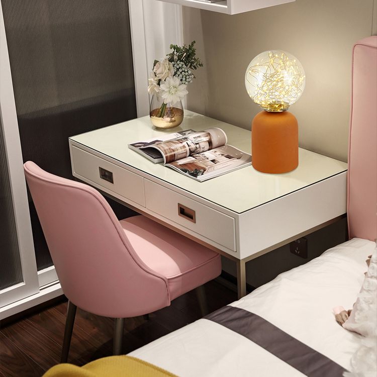 11,8 "in altezza lampada da tavolo a led in stile moderno Globe Glass Shade Ceramics Ceramics Base Light per camera da letto