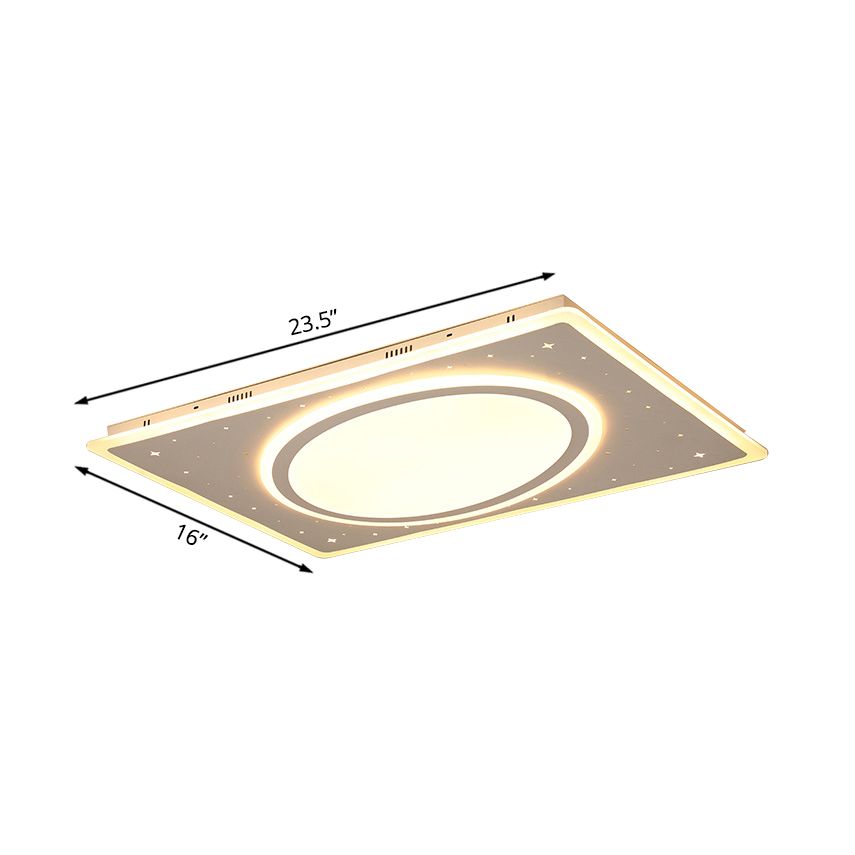 Plafonnier carré en métal à LED simple, lumière blanche/chaude, 21,5"/23,5" de large