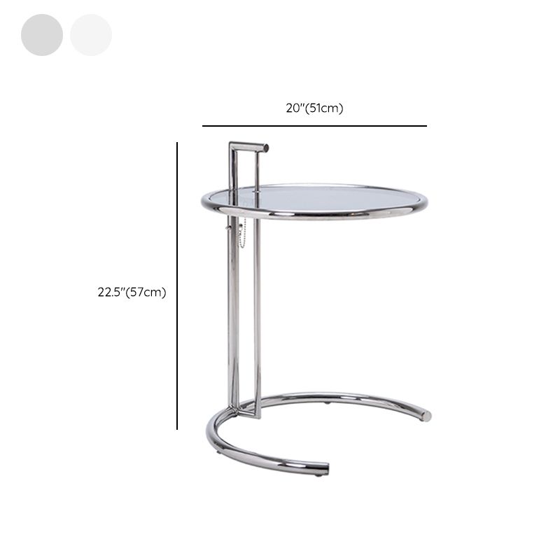 Adjustable Height Glass Side Table Modern Dia 20.1" C End Table