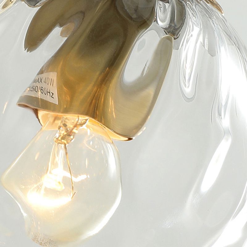 1-Light Metal Wall Sconce Modern Simple Wall Mount Lamp with Glass Shade for Bedroom