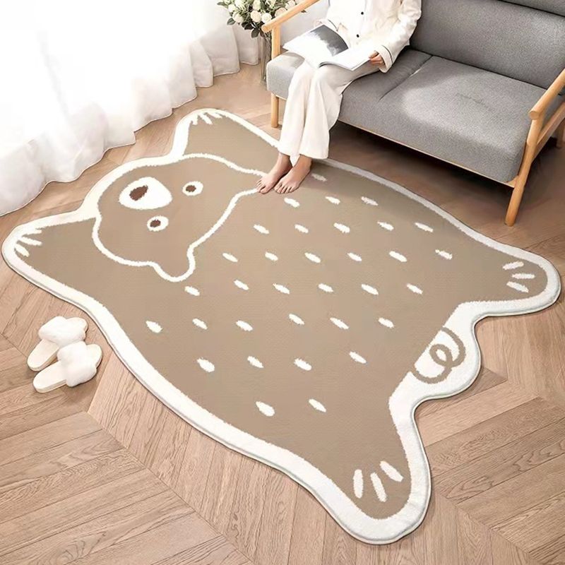 Orange Kids Rug Polyester Animal Rug Stain Resistant Rug for Living Room