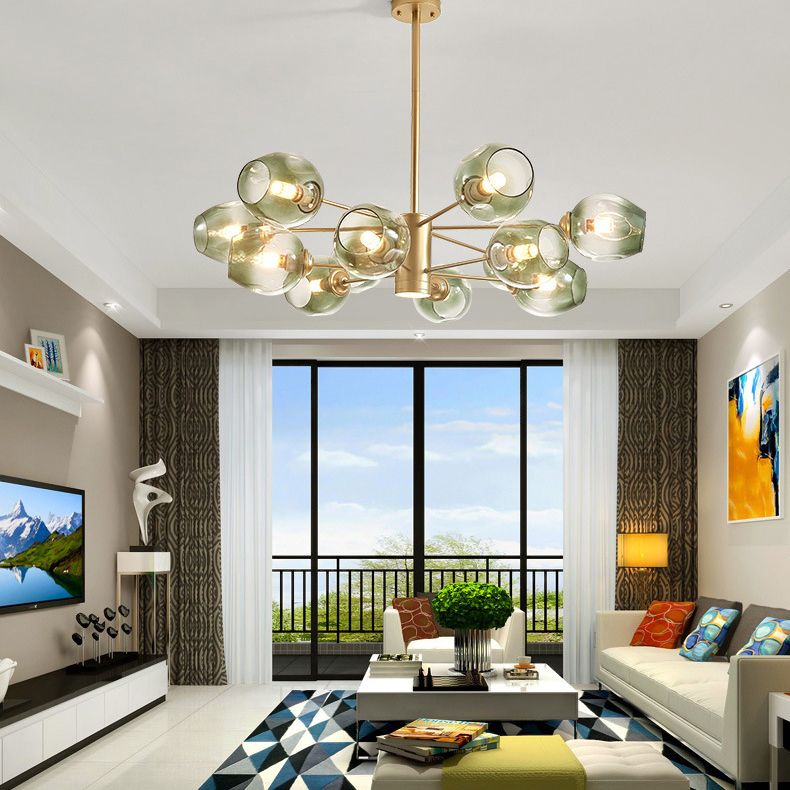 Luces de techo colgantes de vidrio de lámpara de Sputnik de lámpara moderna con cable colgante para sala de estar