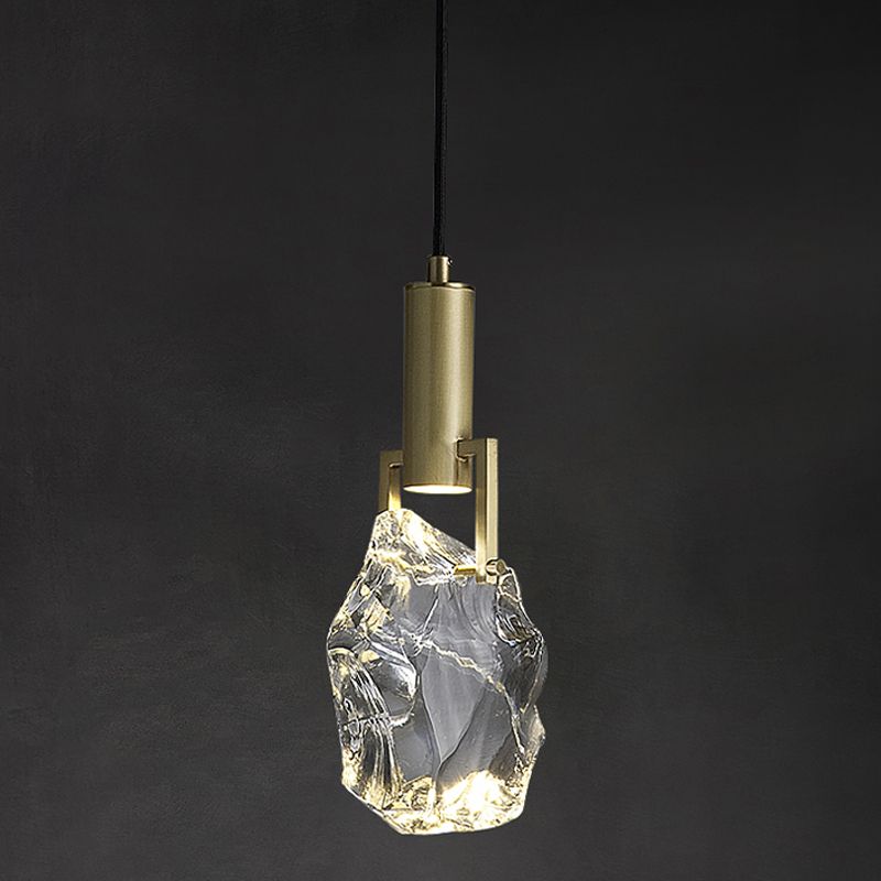 Cristaux clairs bloque les éclairages suspendus 11 "H lampe suspendue en or pour la table à manger