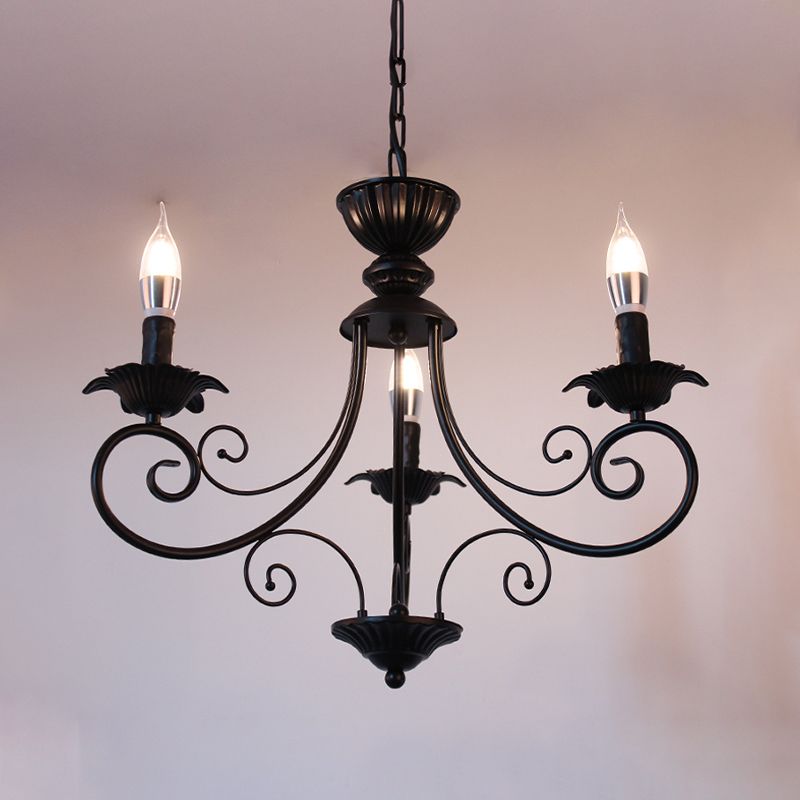 Black/White Finish Starburst Ceiling Chandelier Traditional Metal 3/6/8 Heads Living Room Pendant Light Fixture
