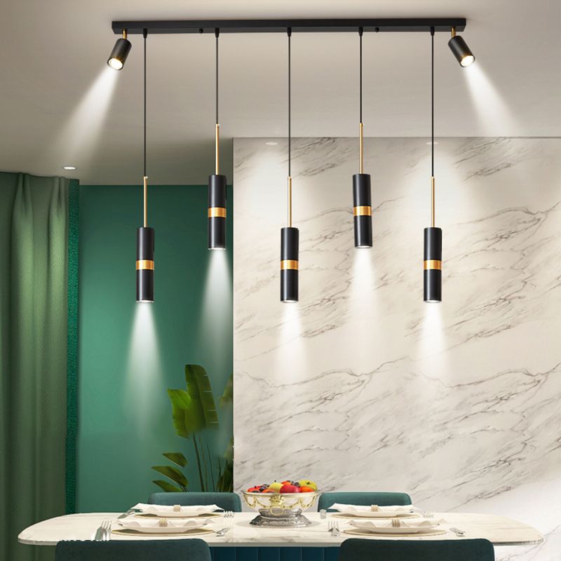 Simple Island Light Dining Room Modern Cylindrical Shade Chandelier Light Fixture