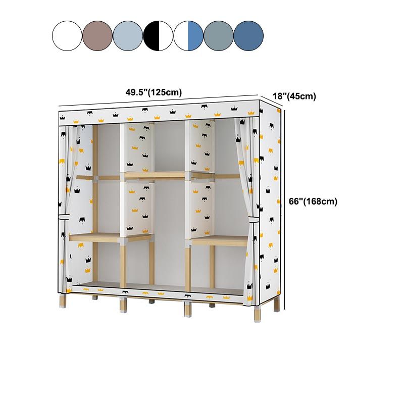 Contemporary Style Wardrobe Solid Wood 1-Door Wardrobe Closet for Home