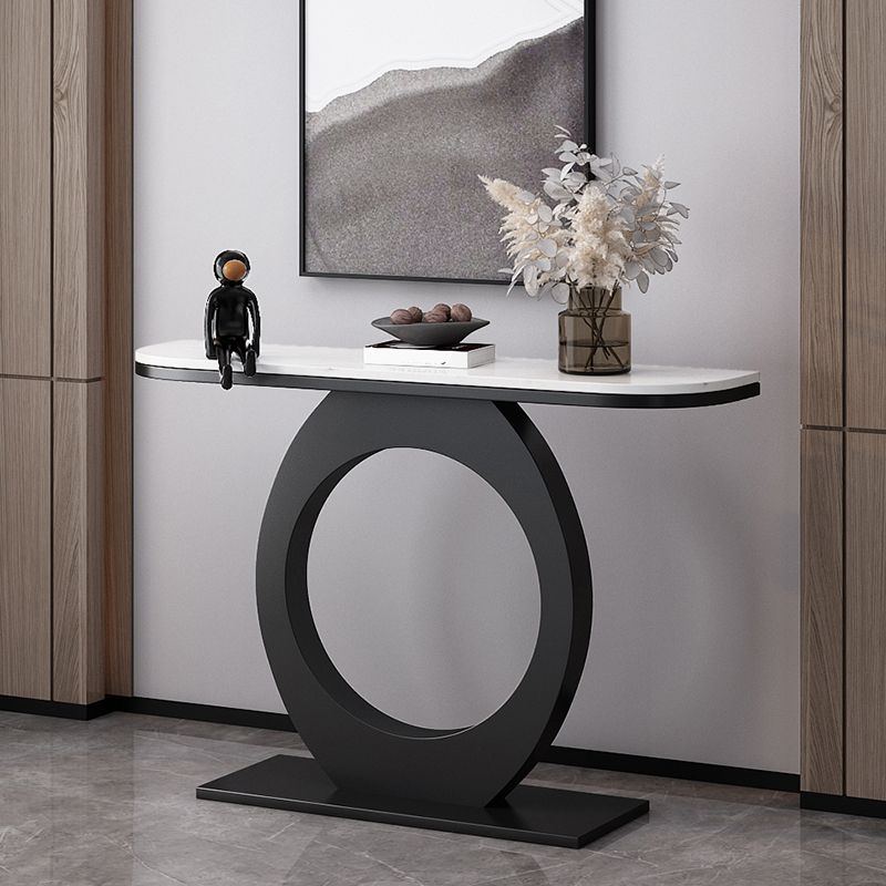 31.5" Tall Modern Console Table 1-shelf Half Moon Accent Table for Hall