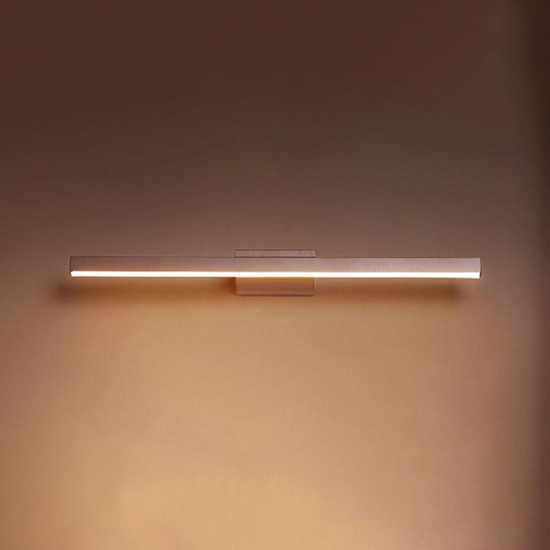1-Light Linear Shade Wall Sconce Modern Simple Style Mirror Wall Lighting in Brown