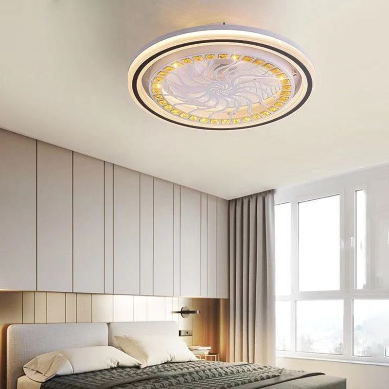 LED Ceiling Fan Light Modern Simple Ceiling Mount Lamp with Acrylic Shade for Bedroom