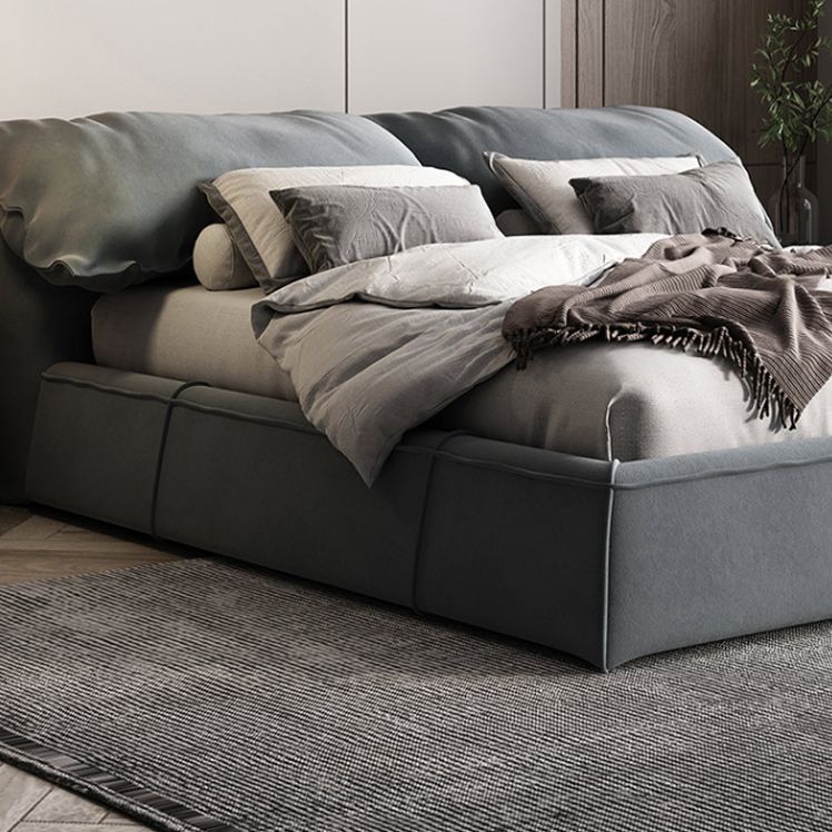 Contemporary Rectangular Upholstered Headboard Solid Color Standard Bed