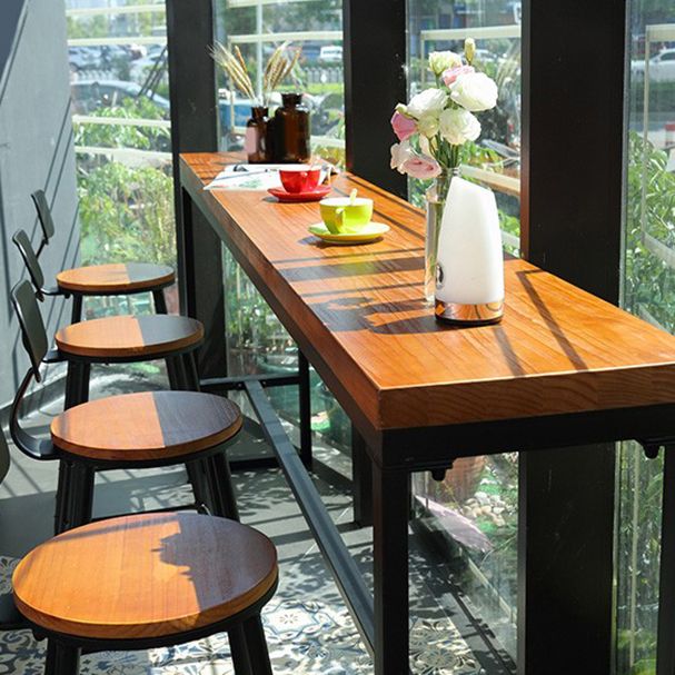 Modern Bar Table Set 1/2/5 Pieces Rectangle Bar Table and Stool with Metal Footrest