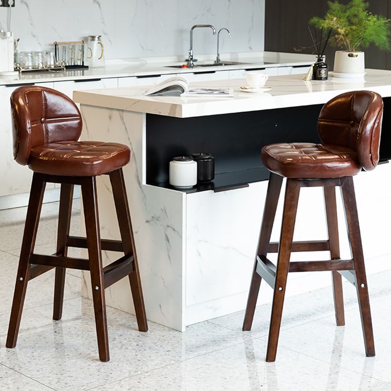 Taburete moderno sin brazos para mostrador, taburete de Bar de madera para el hogar con Pedal y cojín