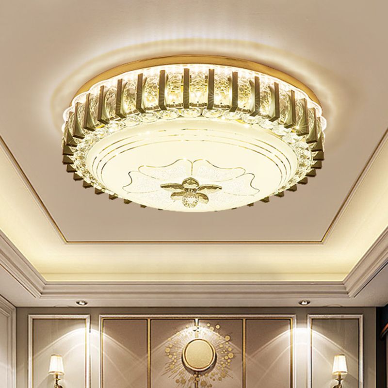 Nero Drum Flushmount Illuminazione Modernismo LED Cristallo Soffitto Flush per Sala da pranzo