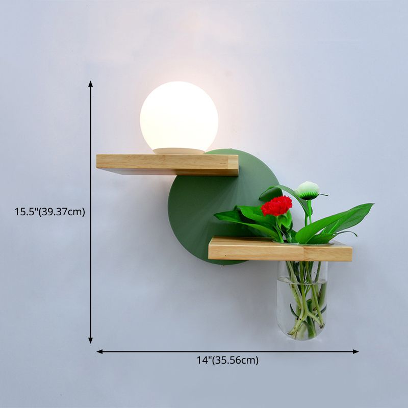 1-Licht geometrische Wandleuchten moderne einfache Style Holzwandbeleuchtung in braun und grün