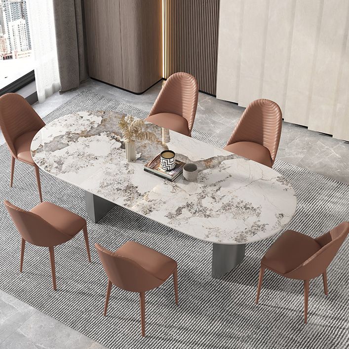 Metal Traditional Luxury Oval Table Sintered Stone Table for Dining Room and Kitchen