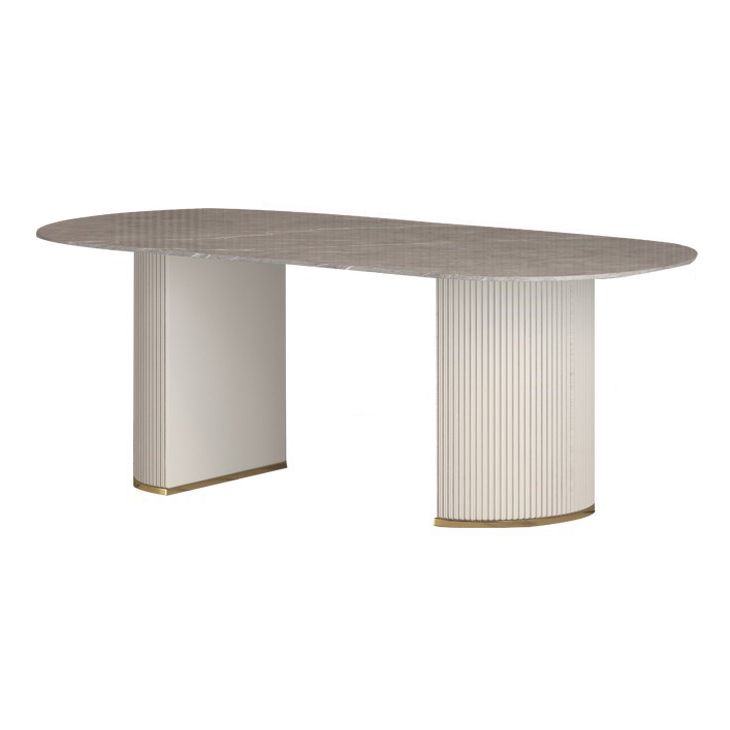 Traditional Luxury Dining Table Oval Dining Table with Double Pedestal
