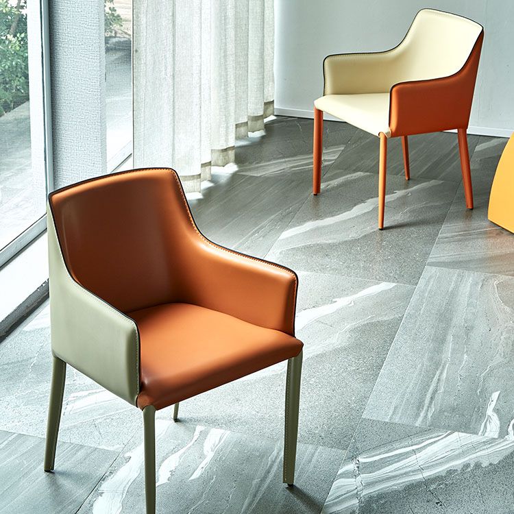 Comedor Silla de comedor contemporánea de cuero Silla con respaldo sólido con brazo