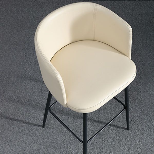 Modern Bar Stool Leather Backrest Bar Stools for Dining Room with Metal Legs