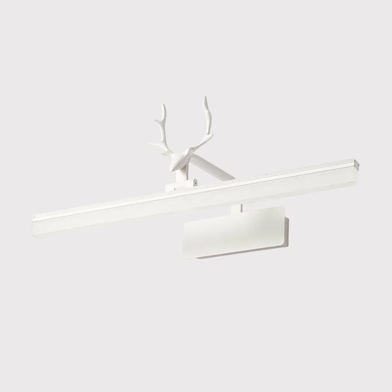 Rectangle Wall Lamp Modern Style Acrylic LED White Vanity Lighting Fixture in Warm/White Light with Metal Antler Design