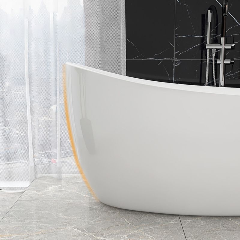 White Freestanding Bath  Acrylic Soaking Oval Modern Bathtub