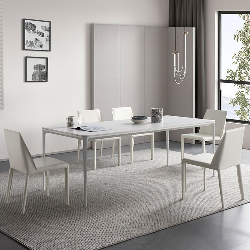 Modern Standard Sintered Stone Dining Set White Rectangle Shape Dining Set for Kitchen