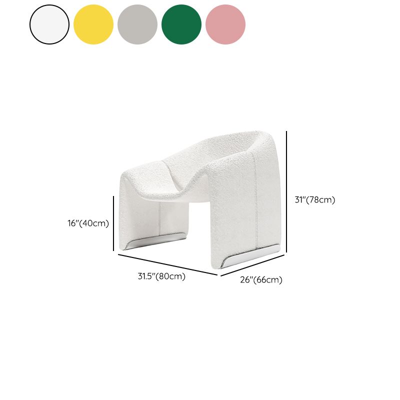 White Wool Accent Armchair with Sled Base and Tight Back in Solid Wood